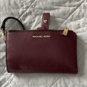Michael Kors Dark Red Leather Wristlet